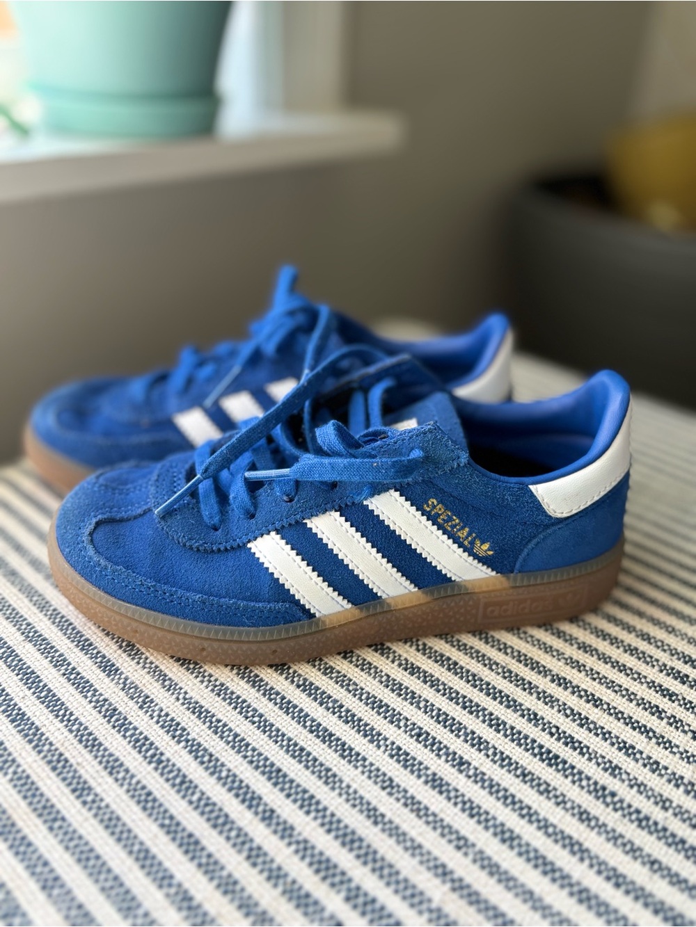 adidas Spezial Blue Suede Sneakers with White Stripes Kid